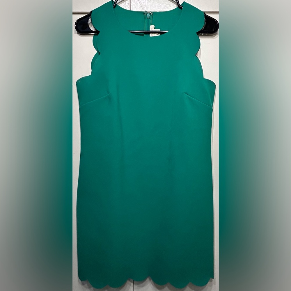 J. CREW Emerald Green Professional Summer Dress Sleeveless Ruffles - Size 4